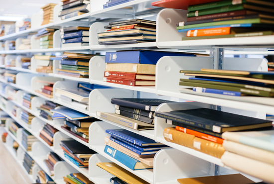 row of books in the library 